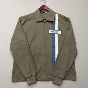 Lost Enterprises Jacket Men Medium Brown Y2K Racing Stripe Patch Full Zip Cotton